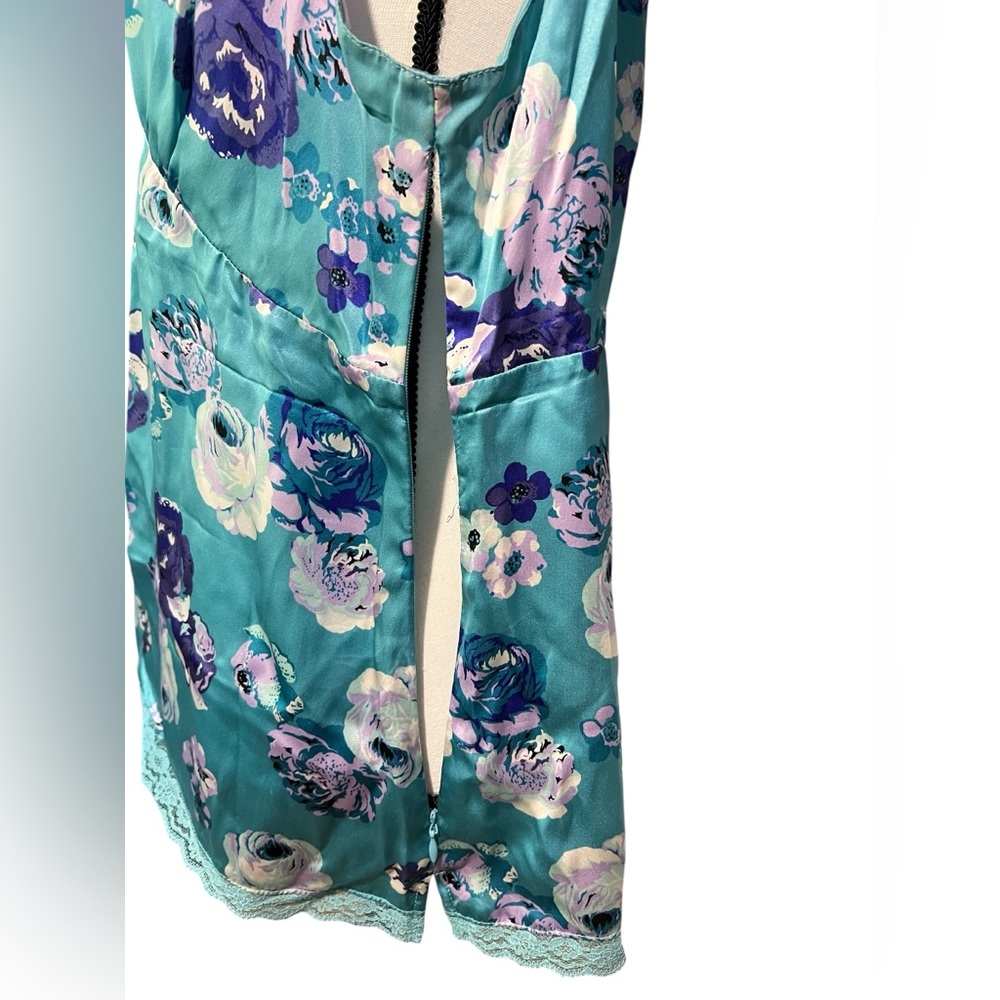 Style & Co. Turquoise Floral Sleeveless Top with Lace Trim, size 16 - Picture 6 of 10